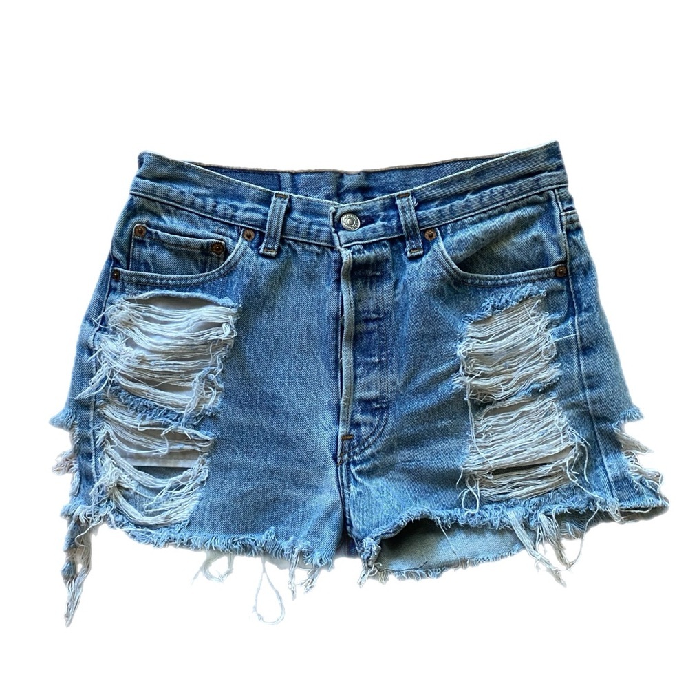 True Vintage Levi’s Distressed Cut of Denim Jean Shorts Made in the USA size 26